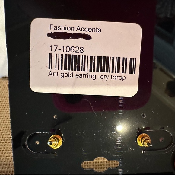 NWT Fashion Accents Earrings antique gold tone w/ clear jewels & rhinestones - Picture 6 of 6